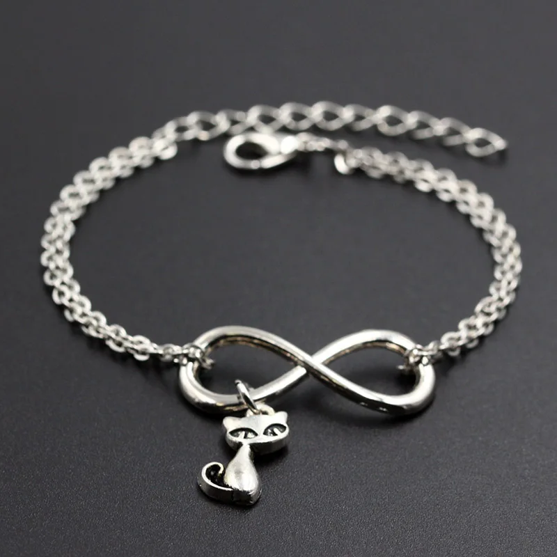 Новинка браслеты с подвесками в виде милой кошки цепочка из звеньев ручной