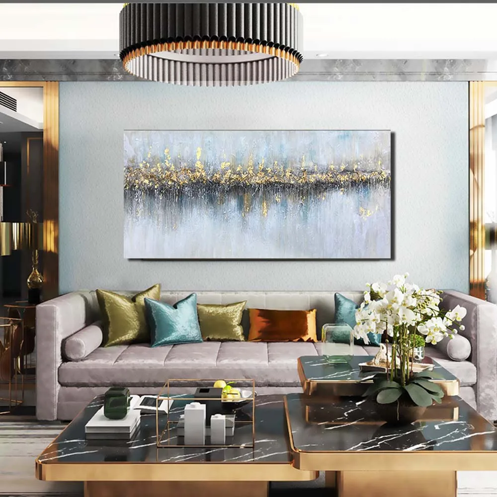 

Hand Painted Abstract Impasto Thick Oil Golden Foil Wall Picture Oil Painting Canvas Art Living Room Home Decor Drop Shipping