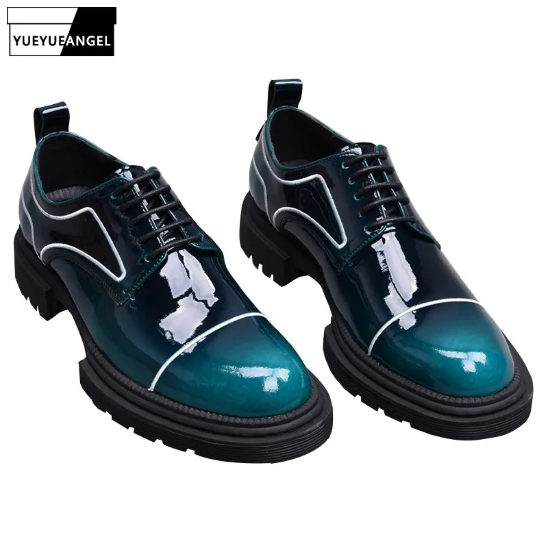 

British Style New Fashion Mens Round Toe Lace Up Mixed Colors Breathable Thick Bottom Low-Top Outdoor Vintage Dress Shoes