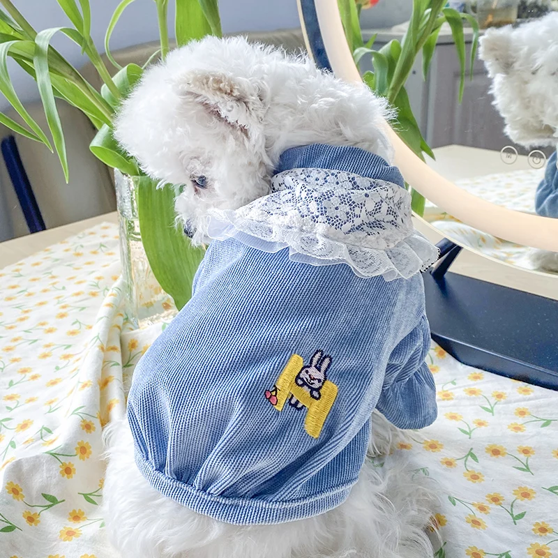 PETCIRCLE одежда с принтом в виде собак кружево вельветовое пальто подходит для