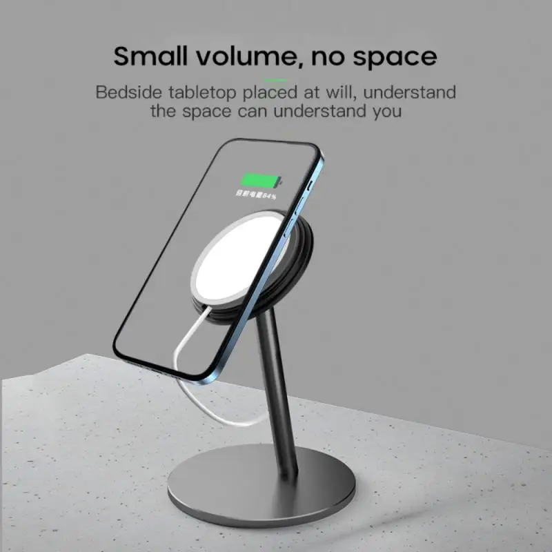 

Mini Desktop Wireless Charging Stand Aluminum Alloy 360 Degree Rotation Portable Base Bracket For IPhone 12 Wireless Charger