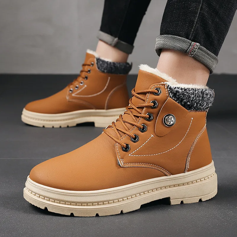 

Men Boots Winter with Fur Super Warm Snow Boots Men Winter Work Casual Shoes Sneakers High Top Rubber Ankle Boots Female