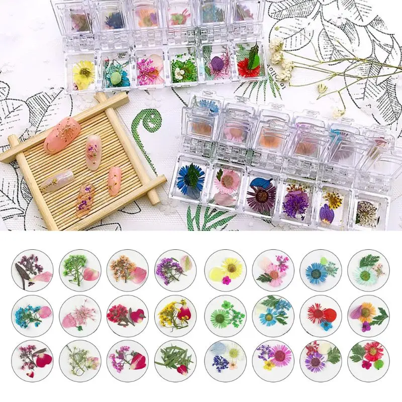 12 сетки/коробка кристалл эпоксидный наполнитель сухой цветок смешанные наклейки