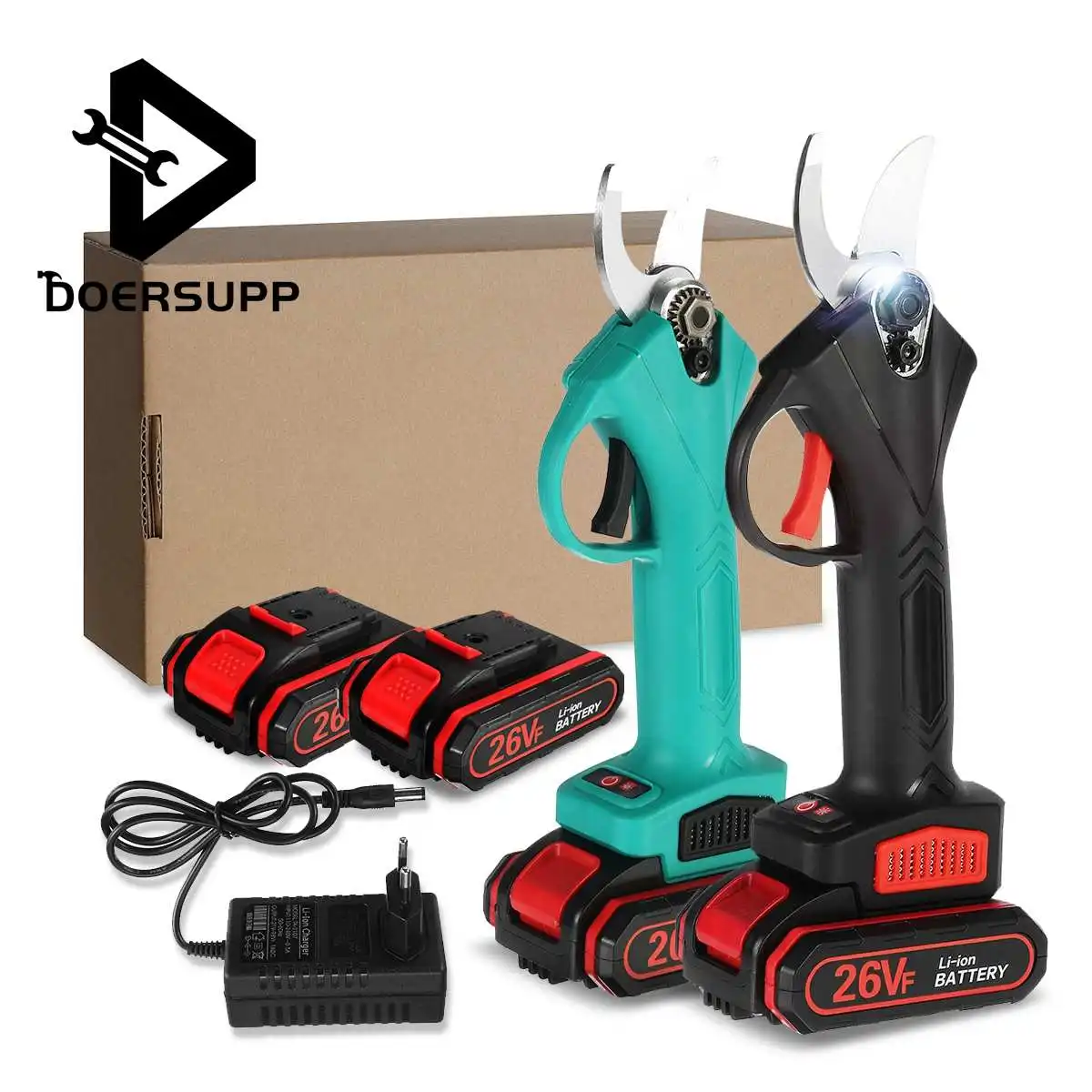 

2xLithium Battery Electric Pruning Shears 1200W Cordless Pruner 30mm Rechargeable Garden Scissors Pruning Tool For Makita Batter