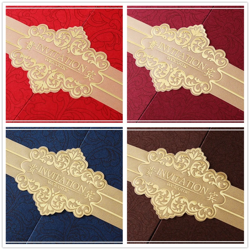 Red Blue China Wedding Invitations 100pcs Customize Elegant Business Greeting Cards Decor Party Supplies Invitation Card | Дом и сад