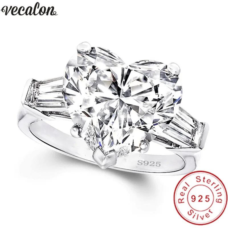

Vecalon Heart shape Promise Ring 925 sterling silver bijou 5ct AAAAA Cz Engagement Wedding band rings for women Bridal Jewelry