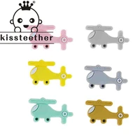 kissteether 50pcs cartoon aircraft shape silicone beads baby molar teether bead diy pacifier chain jewelry accessori