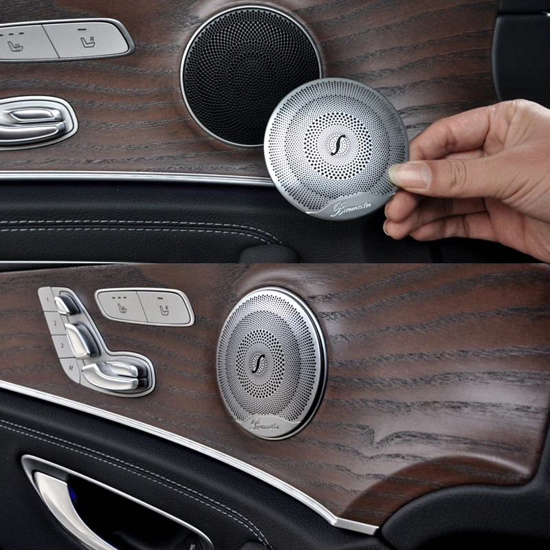 

4pcs Car Door Audio Speaker Decor Cover Loudspeaker 3D Trim Sticker For Mercedes Benz AMG C E Class W205 W213 GLC Car Styling