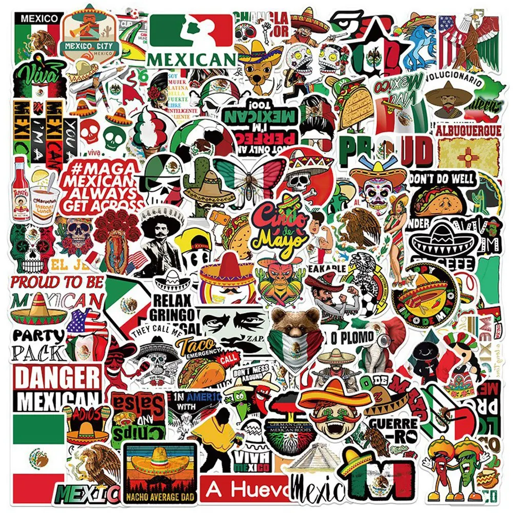 

100pcs Mexican Cowboy Style Stickers Graffiti Suitcase Suitcase Notebook Water Cup Cartoon Stickers
