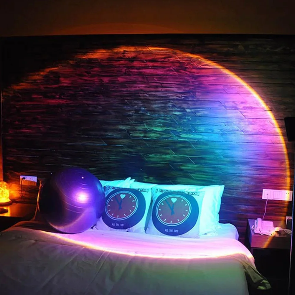 

Sunset Projection Lamp Rainbow Atmosphere Led Night Light Sunset Light For Home Bedroom Background Wall USB Table Lamp