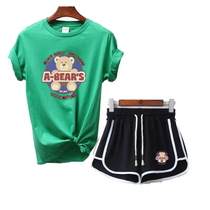 

Women Two Piec Set Letter T Shirts And Shorts Set Summer Short Sleeve O-neck Casual Joggers Biker Shorts Sexy Outfit For Woman