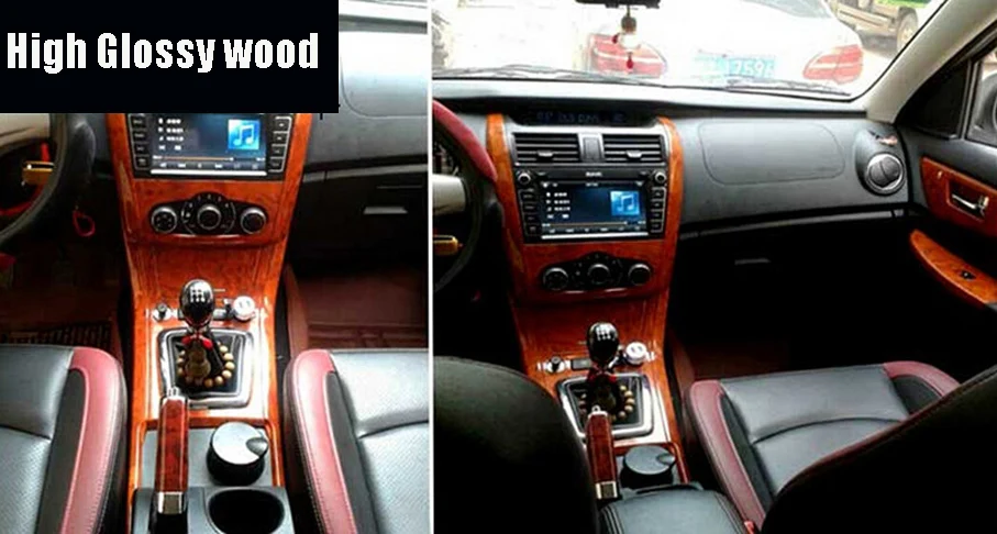 High Glossy Wood Grain Textured Vinyl Sticker Decal Roll Car Interior DIY Film Wrap Automobiles Waterproof Vinyl 7 Sizes Choice