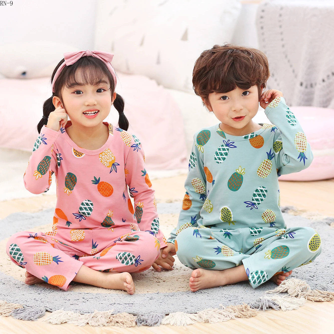 Детская Хлопковая пижама с длинными рукавами для мальчиков теплая одежда сна