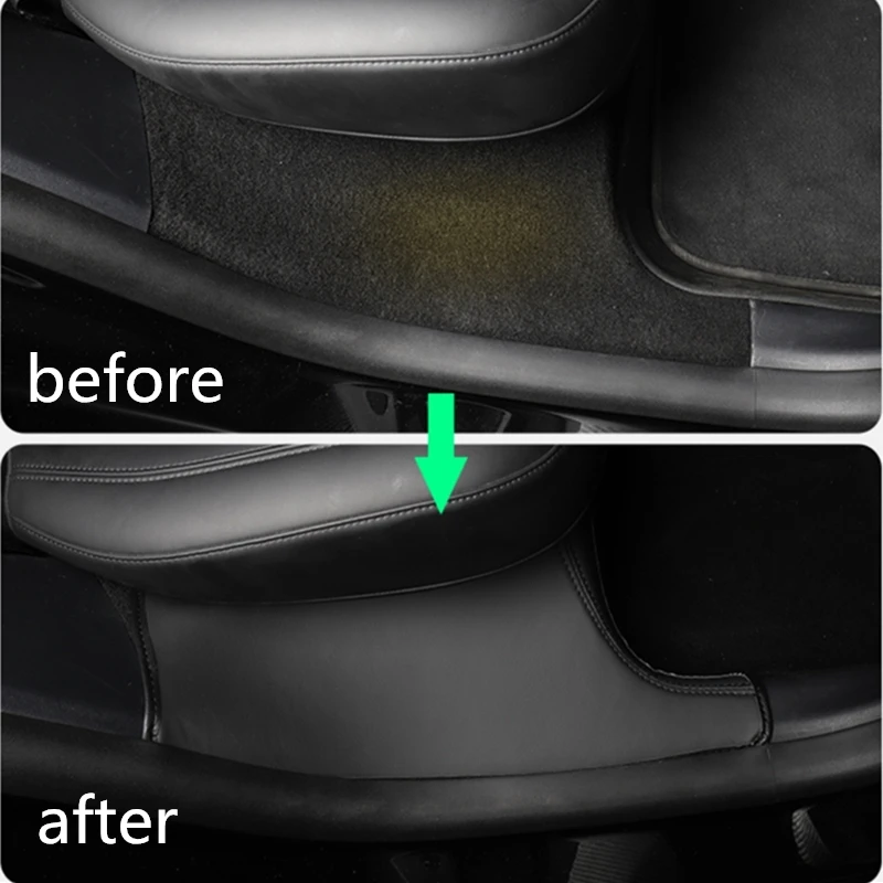 

2021 New For Tesla Model Y Rear Door Sill Leather Protective Anti Kick Pad Hidden Protection Car Modified Decorative Accessories
