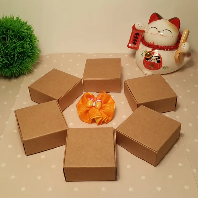 

100pcs Cheap Kraft gift packaging cardboard paper box,small natural handmade soap kraft craft box,kraft carton paper box