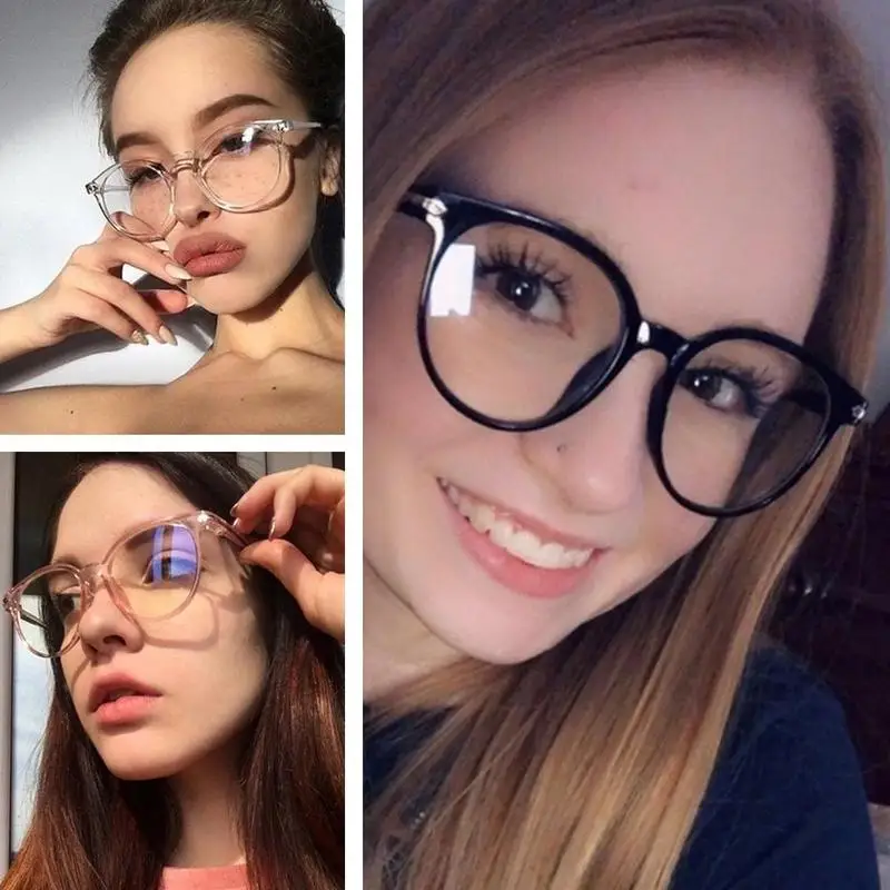 

Pc Blue Film Mirror Literary Glasses Frame Comfortable And Light Frame Blue Film Glasses