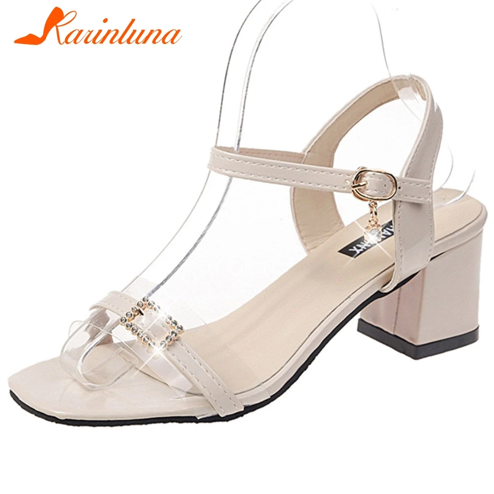 

KARINLUNA/летние босоножки на высоком каблуке; Трендовые женские босоножки из ПВХ на каблуке; Новинка; Летняя женская обувь в сдержанном стиле с ...
