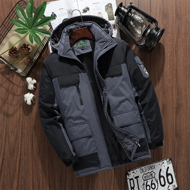 DIMI Men's Fashion Waterproof Outwear L-9Xl Winter Parkas Men Warm Thick Windproof Jacket Men Quality Multi-Pocket Hooded Coat