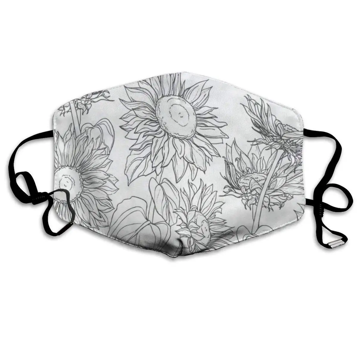 Популярная маска многоразовая Пылезащитная для лица подсолнухи черная