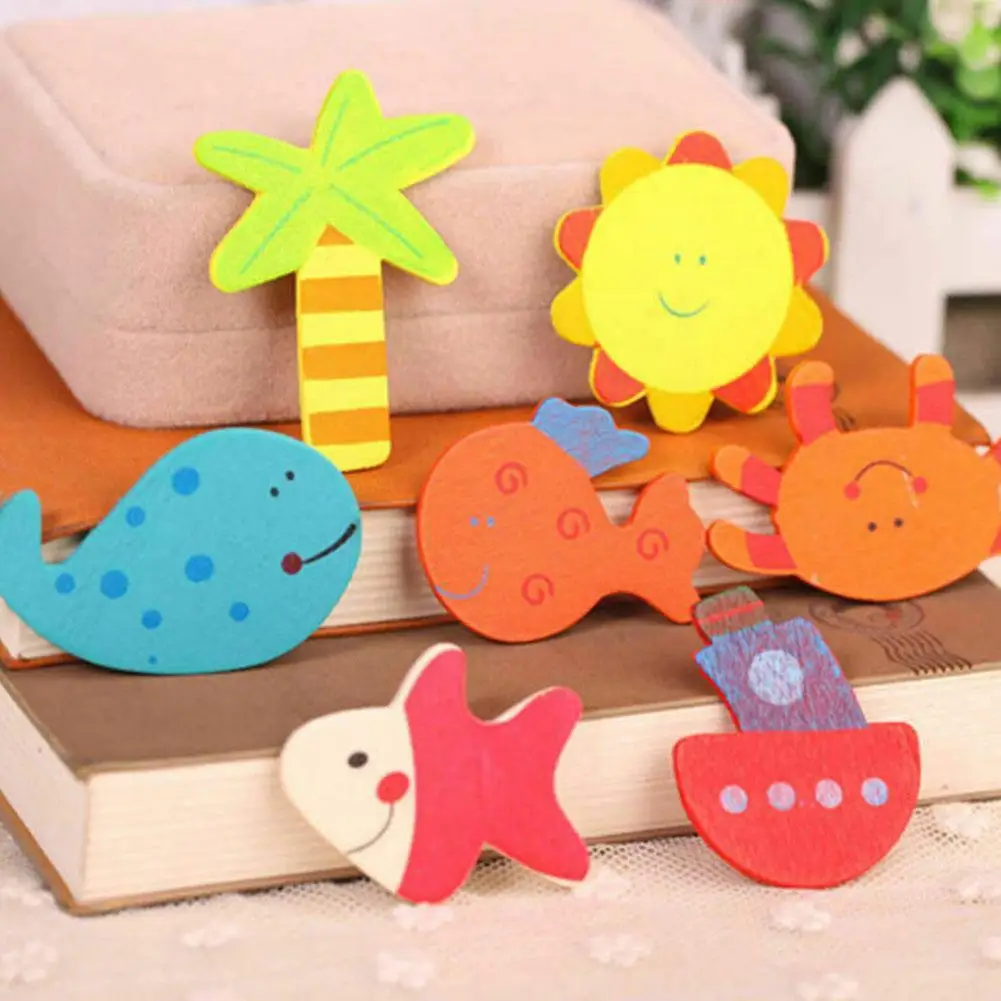 

12PCs Animals Fridge Magnet Wooden Cartoon Fridge Stickers Children For Microwave DIY Decor Kitchen Educational Set Ovens T M0C6