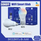 Sonoff Wifi умная лампа B02(B05)-B-A60 умная домашняя лампа с регулируемой яркостью E27 Цоколь светодиодный светильник с помощью приложения Ewelink дистанционное управление работа с Alexa