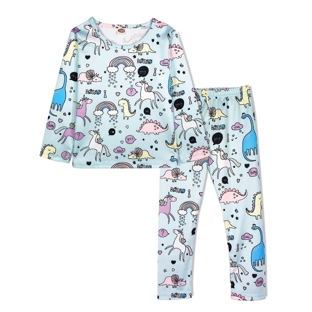 Детские пижамные комплекты из 2 предметов: Единорог динозавр Русалка Бабочка