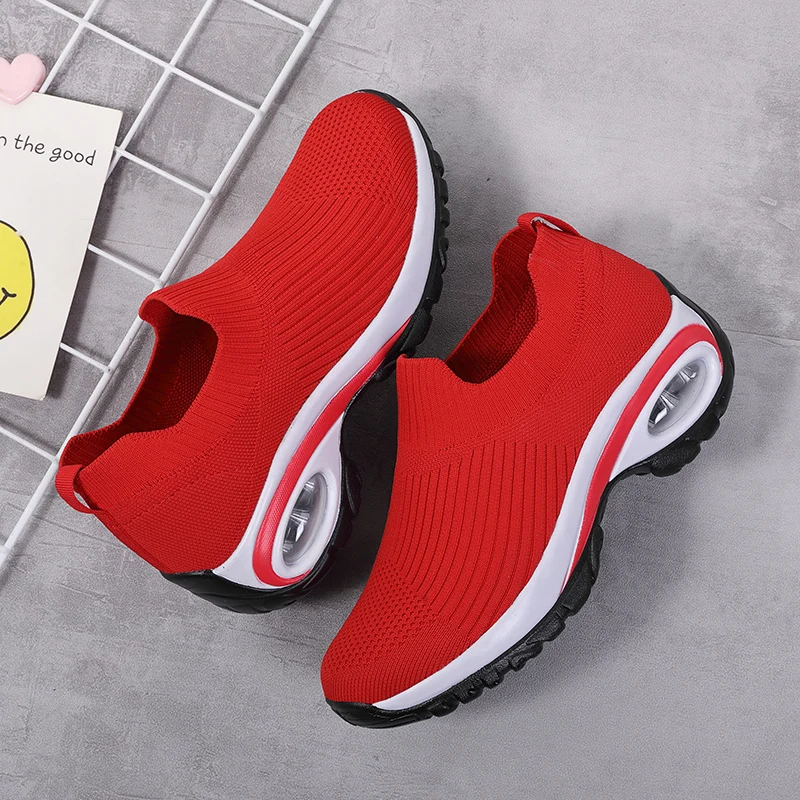Women Tennis Shoes Air Cushion Sock Shoes for Women Sport Shoes Outdoor Shoes Gym Rocking Shoes Slip-on Female Sneakers