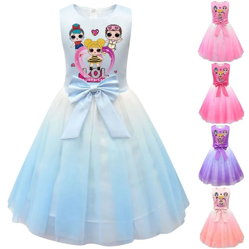 

Новинка от Lol Surprise Doll, платье средней длины для девочек, платье без рукавов с круглым вырезом, летнее платье для девочек, Сетчатое платье прин...