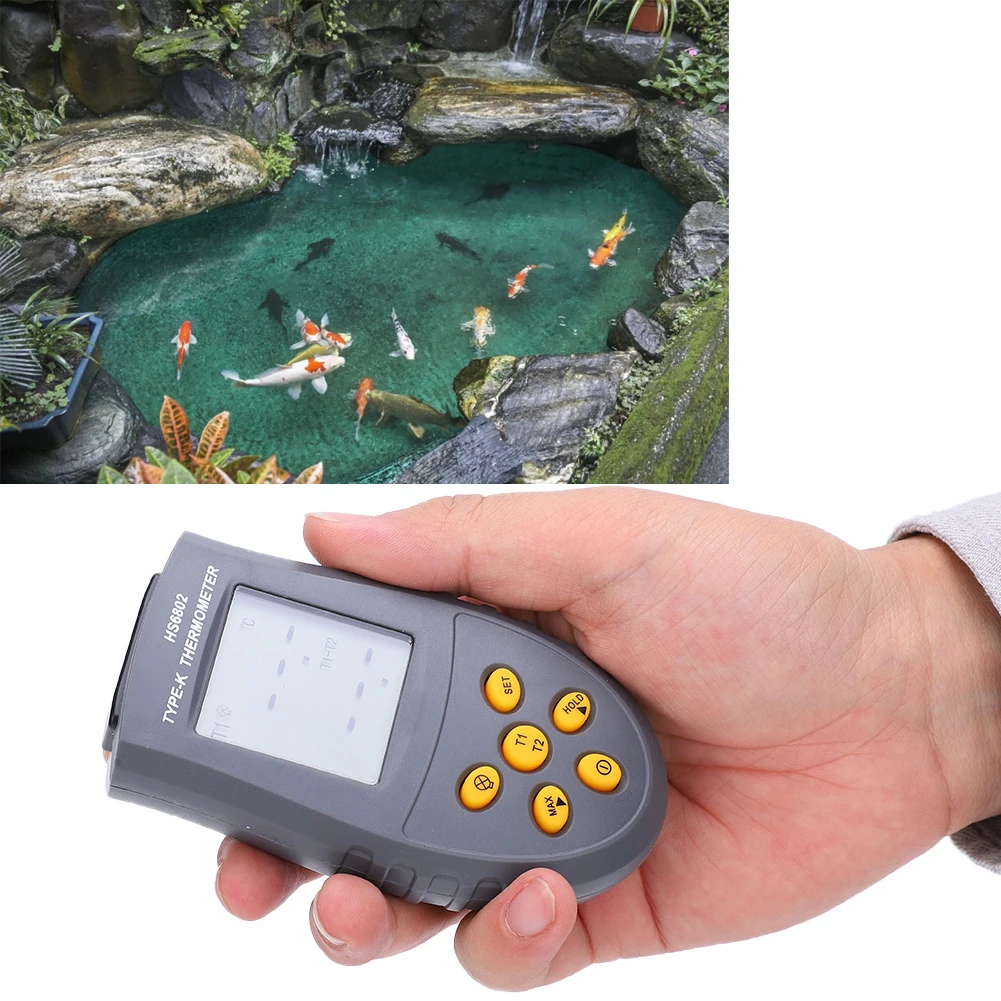 

Digital Thermometer Meter DualChannel LCD Display Temperature Measuring Equipment HS6802