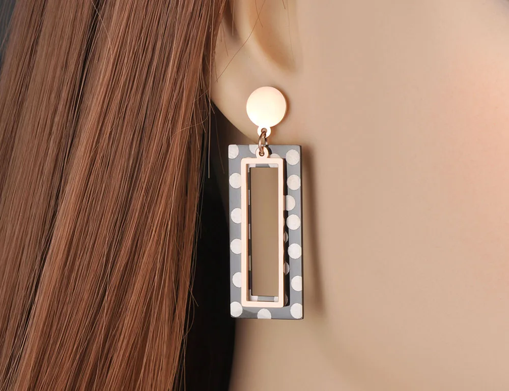 ZooMango богемные двухслойные серьги гвоздики из нержавеющей стали геометрические