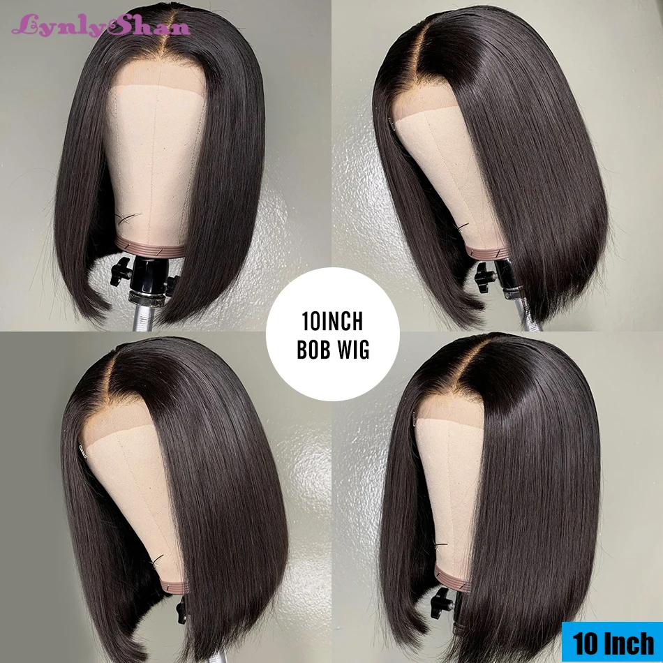 

Lynlyshan Brazilian Wig Straight Short Bob Lace Front Wigs 13x4 Lace Front Human Hair Wigs Pre-plucked With Baby Hair Remy Hair