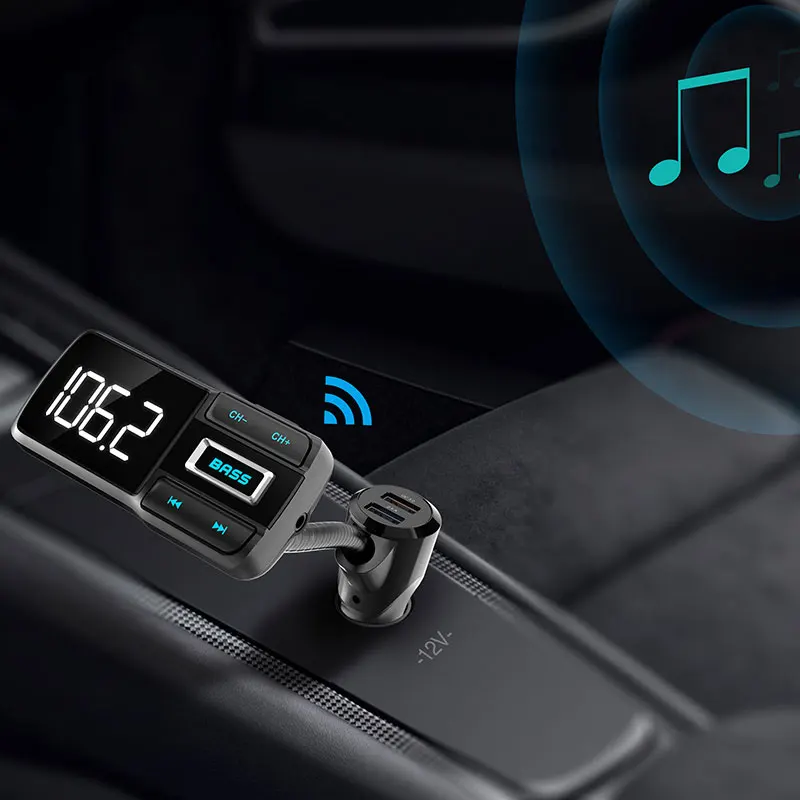 Автомобильный MP3 плеер с двумя usb портами Bluetooth fm трансмиттером быстрая зарядка 2 4