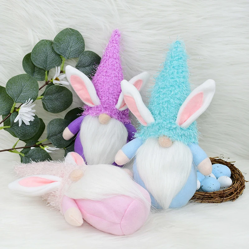 

3 Colors Easter Elf Faceless Dwarf Rabbit Dolls Ornaments For Happy Easter Decor Kids Festival Party Favor Gift Toys Supplies