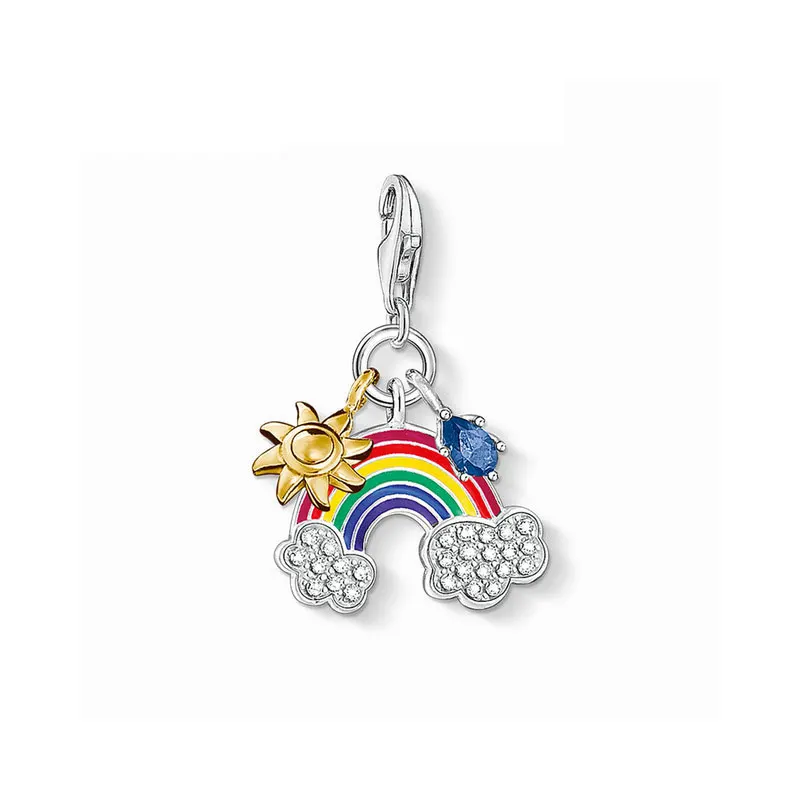 Подвеска из серебра 925 пробы с радужным солнцем и облаками|Шармы| |