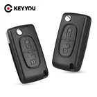 Чехол-книжка KEYYOU для Peugeot 107 207 307 307S 308 407 607 2BT DKT0269 с 2 кнопками, с пустой оболочкой и канавкой, бесплатная доставка