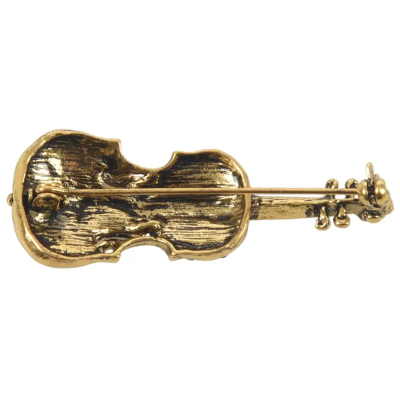 Базовый металлический коричневый кристалл Винтажный стиль скрипка булавка