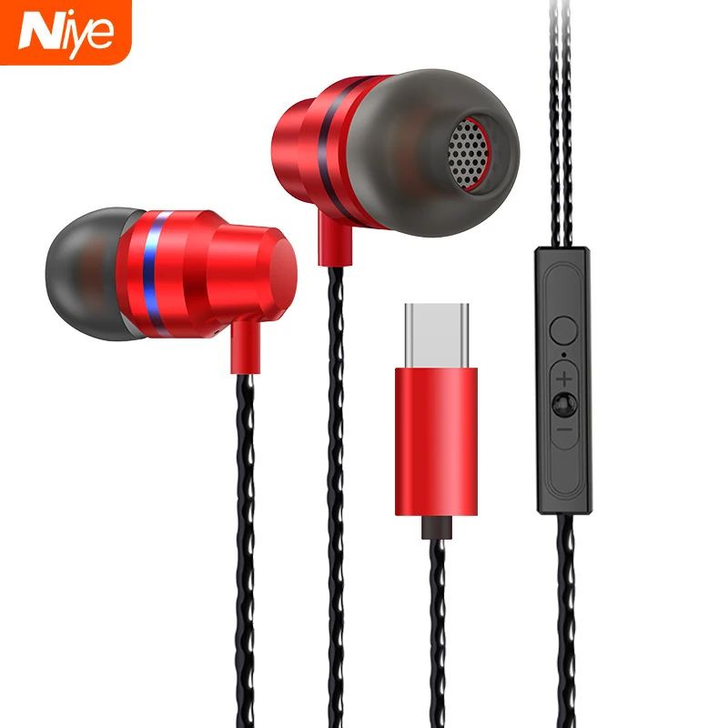 Type C проводные наушники вкладыши стерео провод гарнитура шум шумоподавления с