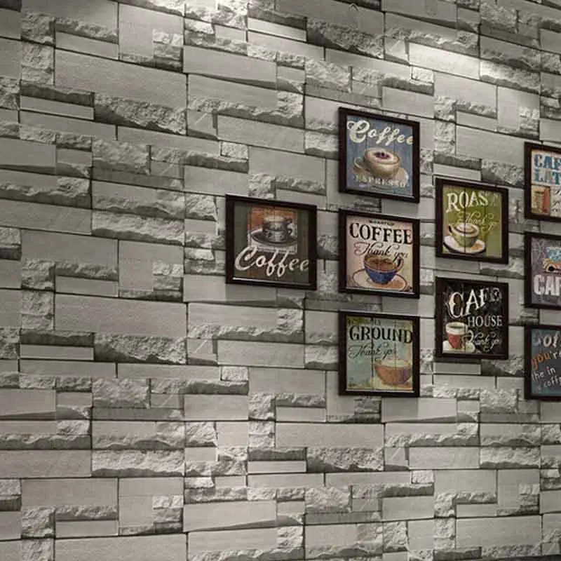 3d Ретро кирпичная кладка Нетканая настенная Бумага отель Костюмы магазин Кофе