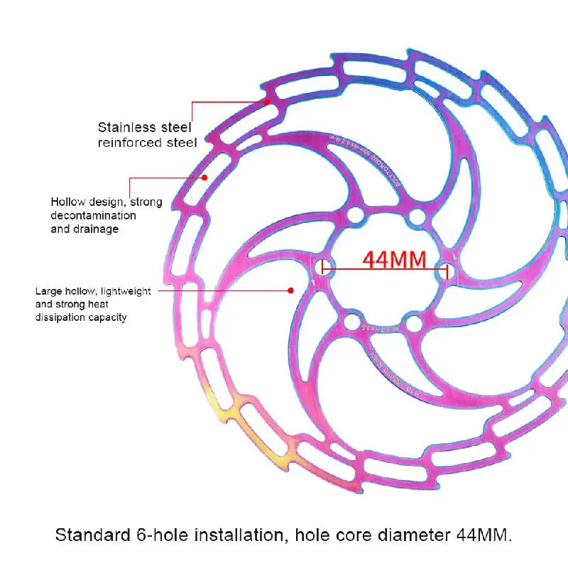 

Ultralight Hollow MTB Mountain Bike Brake Disc Rotor Cool Down Steel Rainbow Rotor 160/180/203 mm Colorful Disc Brake