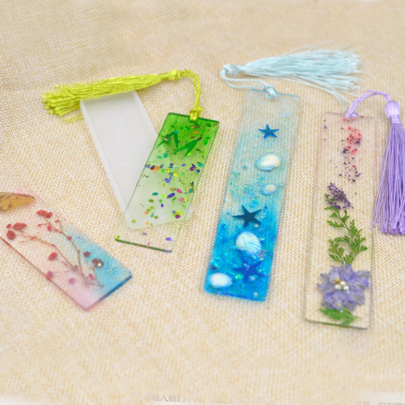 

3pc Craft DIY Transparent UV Resin Liquid Silicone Mold Rectangle Bookmarks Resin Molds For DIY Pendant Charms Making Jewelry