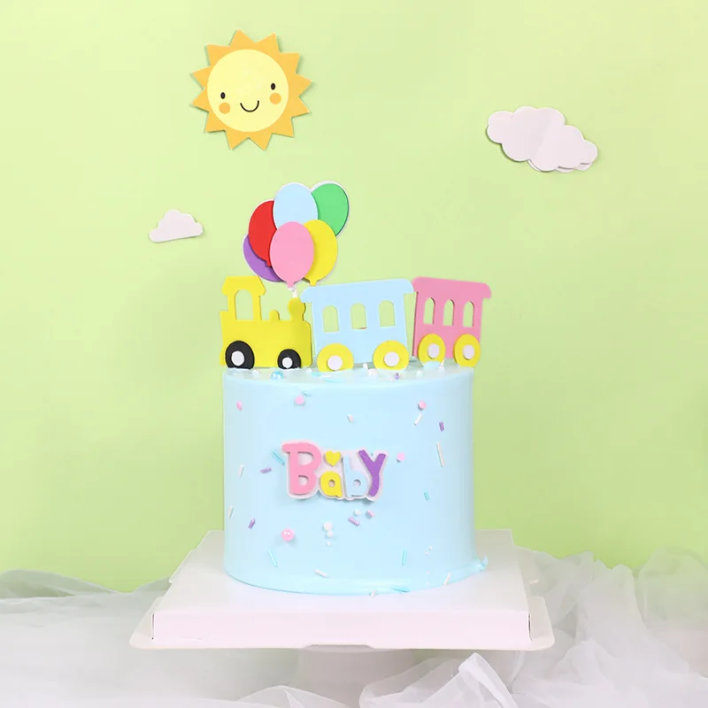 Милый набор для украшения торта из пены ЭВА маленький поезд двухслойная карточка