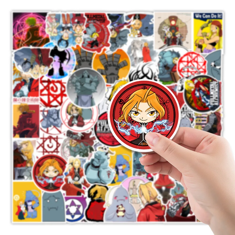 Calcoman&iacute;as de metal completo para chico, pegatinas de dibujos animados, papeler&iacute;a de Anime, port&aacute;til, tel&eacute;fono, guitarra, monopat&iacute;n, regalos, 10/30/50 Uds.-0