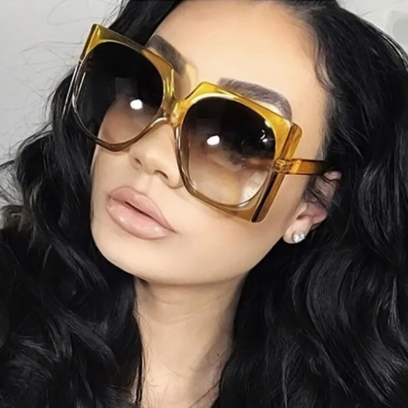 

Women 2021 Oversized Square Sunglasses Women Personality Big Frame Rectangle Sun Glasses Fashion Street Shades Brand Design