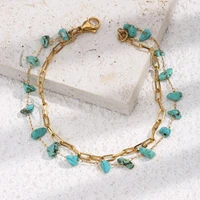 new female bracelet niche design irregular bead chain zircon aquamarine bracelet wholesale price