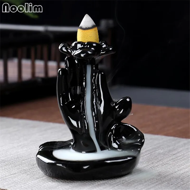 Небольшой черный керамический обратный поток благовония горелка Zen сандалового