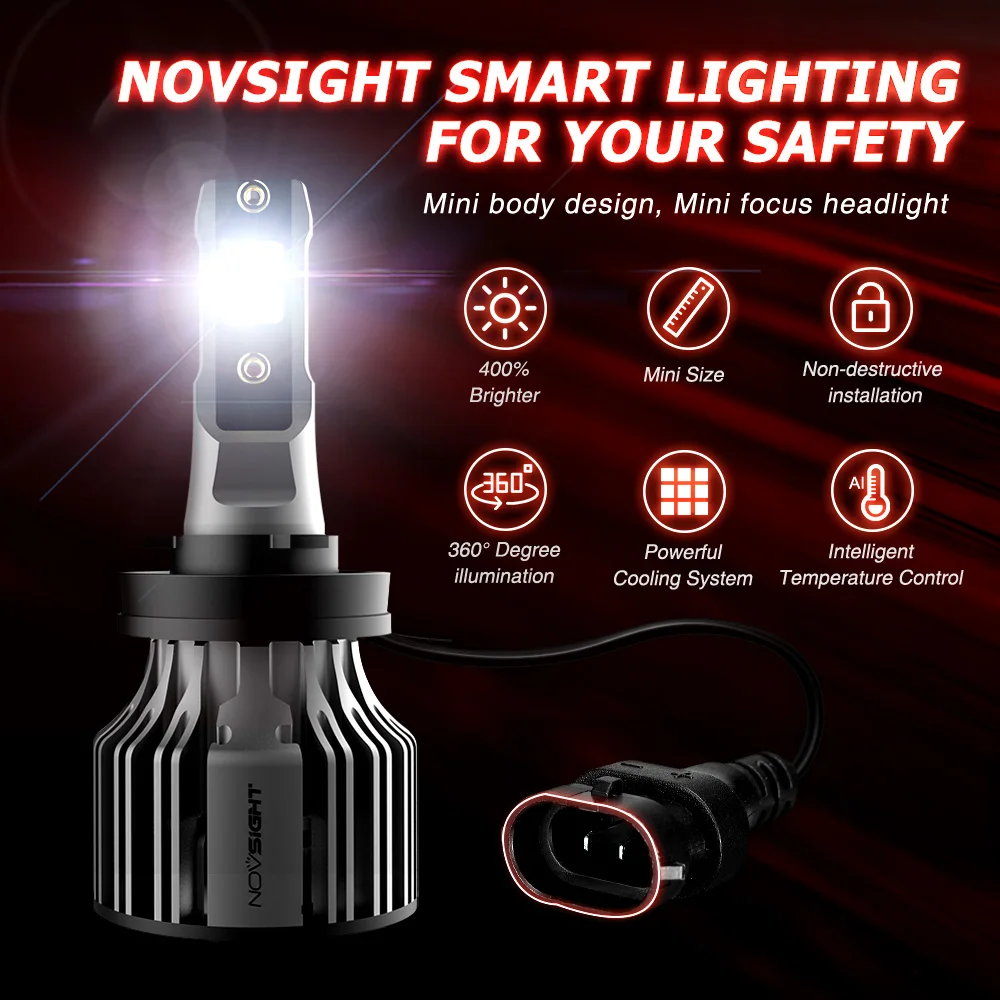 Светодиодные лампы для передсветильник фар NOVSIGHT H1 H3 H4 H7 H11 H8 H9 H13 9005 9006 9007 9003 72 Вт