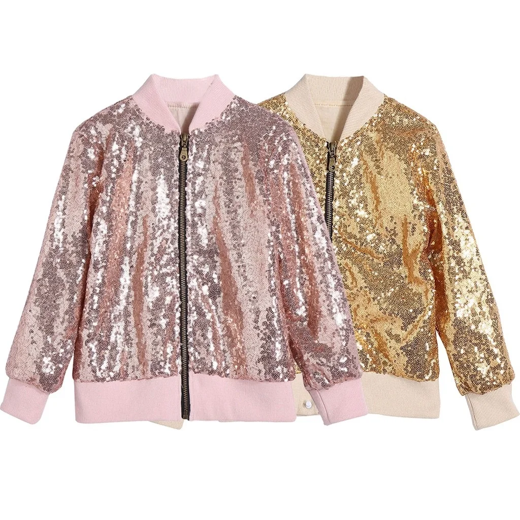 

Kid Girls Jazz Sequins Jacket Hip-hop Dance Performance Coat