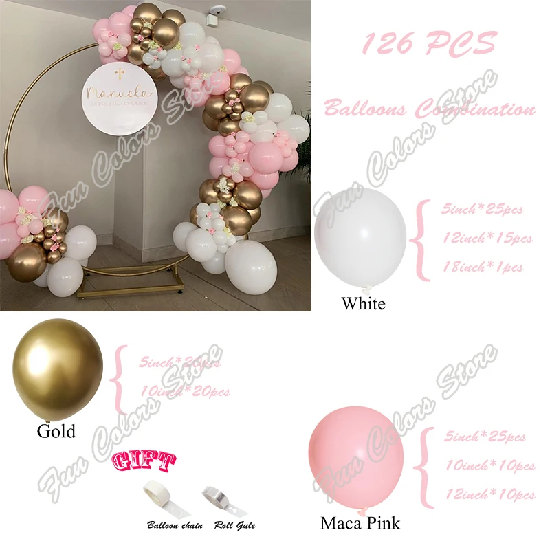 126 шт. розовый фон для дня рождения макарон | Дом и сад