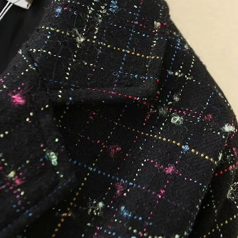 Женский шерстяной Блейзер большого размера верхняя одежда в клетку свободного