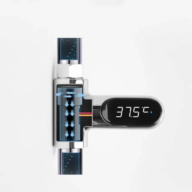 

LED Display Water Flow Temperature Meter Monitor Electricity Shower Thermometer 360 Degrees Rotation